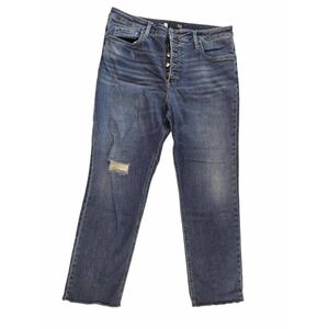 Women's KUT from Rachael Fab Mom Jeans High Rise Size 16L fringe bottoms used